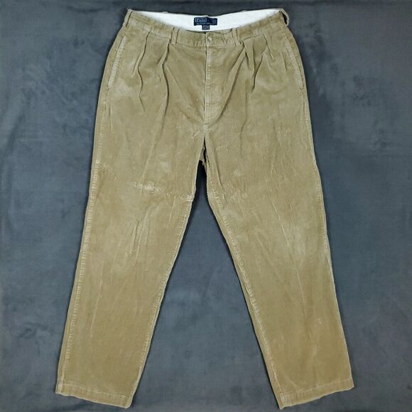 Polo Ralph Lauren Corduroy Pants Mens 36x32 Khaki Andrew Pant Classic Fit - Picture 1 of 15